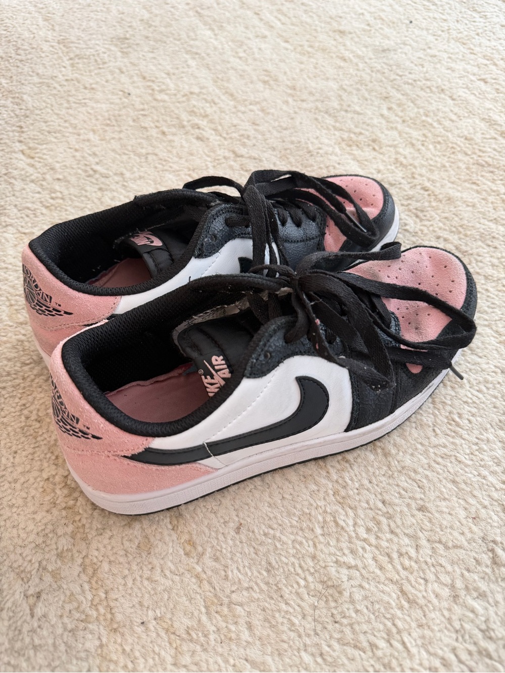 Nike Women Pink Black and White Low-Top Sneakers - Air Jordan 1